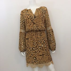 WHBM Leopard Long Sleeve Dress